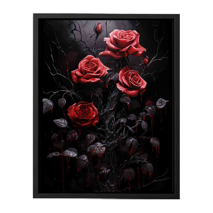 Red Black Roses  Canvas Print