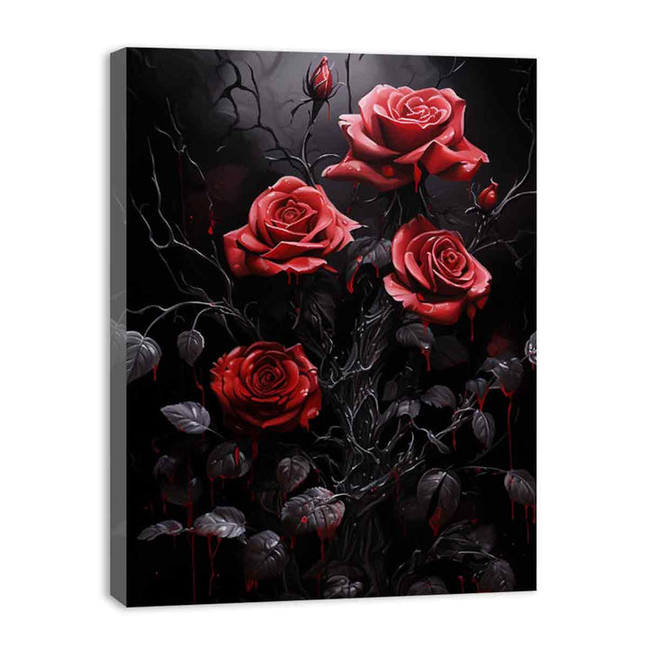 Red Black Roses Painting