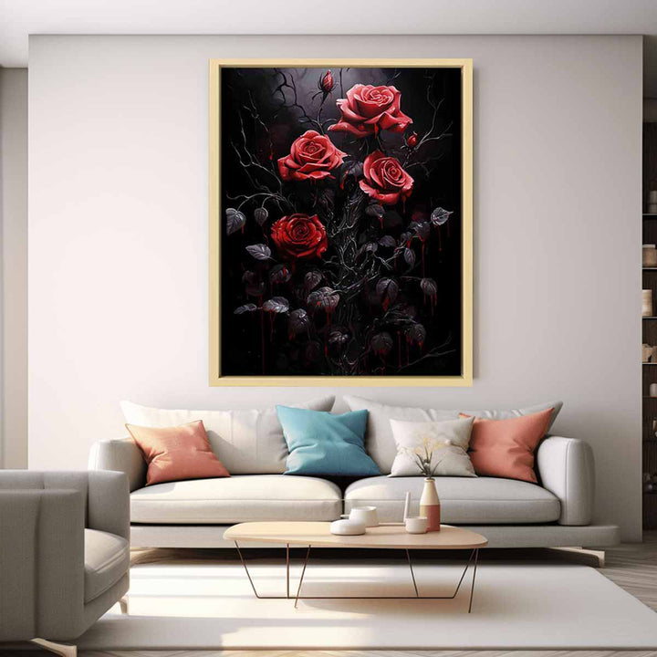 Red Black Roses Painting
