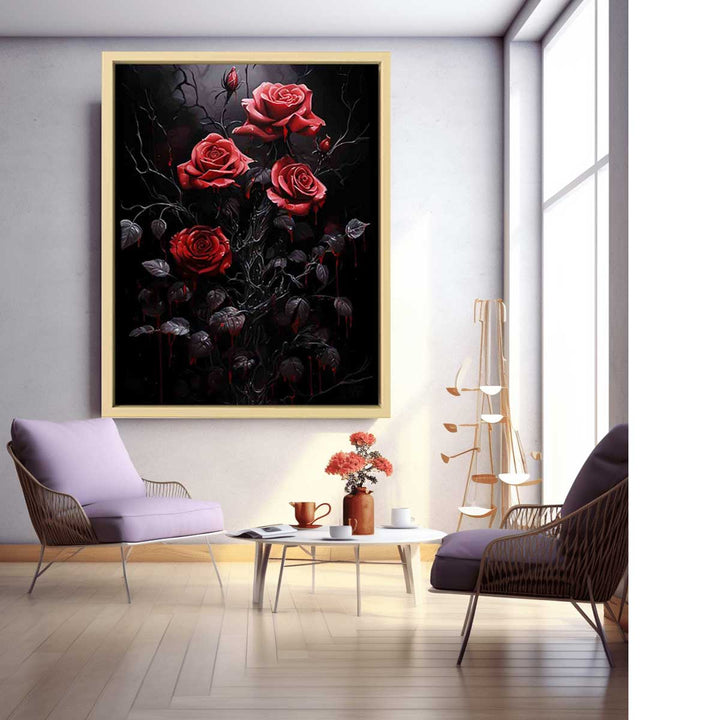 Red Black Roses Painting