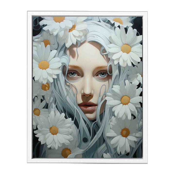 Flower Painting White Canvas Print