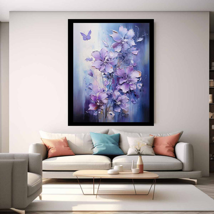 Flower Purple Grey Art Painting  