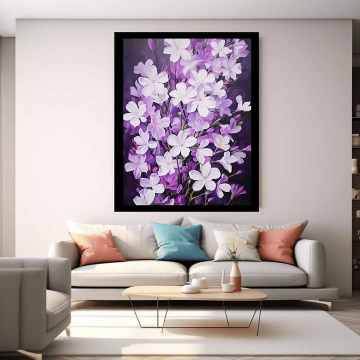 Purple White Flowers  Painting