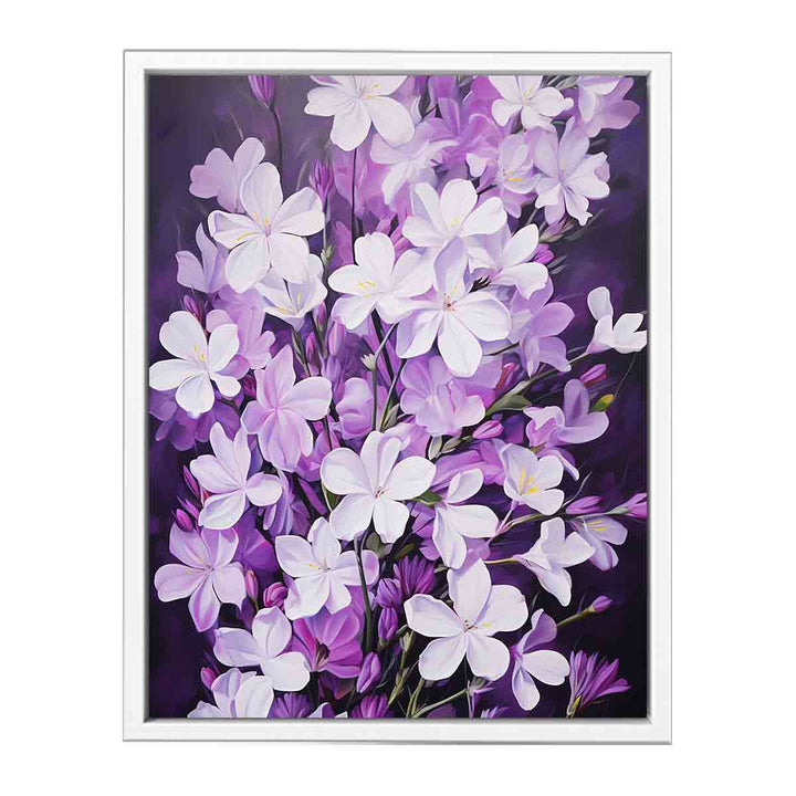 Purple White Flowers  Framed Print