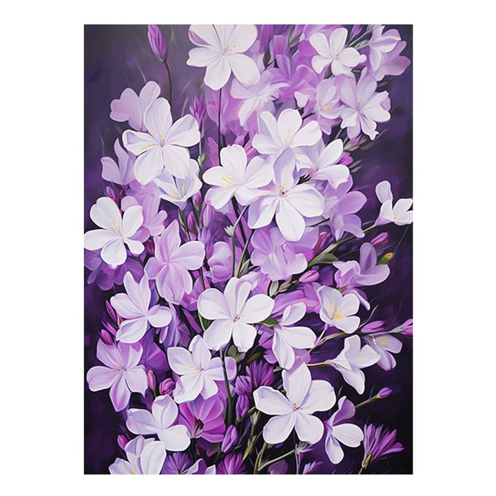 Purple White Flowers   Streched canvas