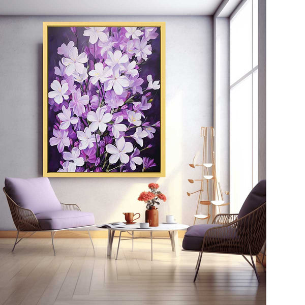 Purple White Flowers  Painting