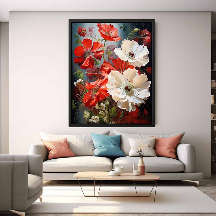 Flower Red White Art Painting  