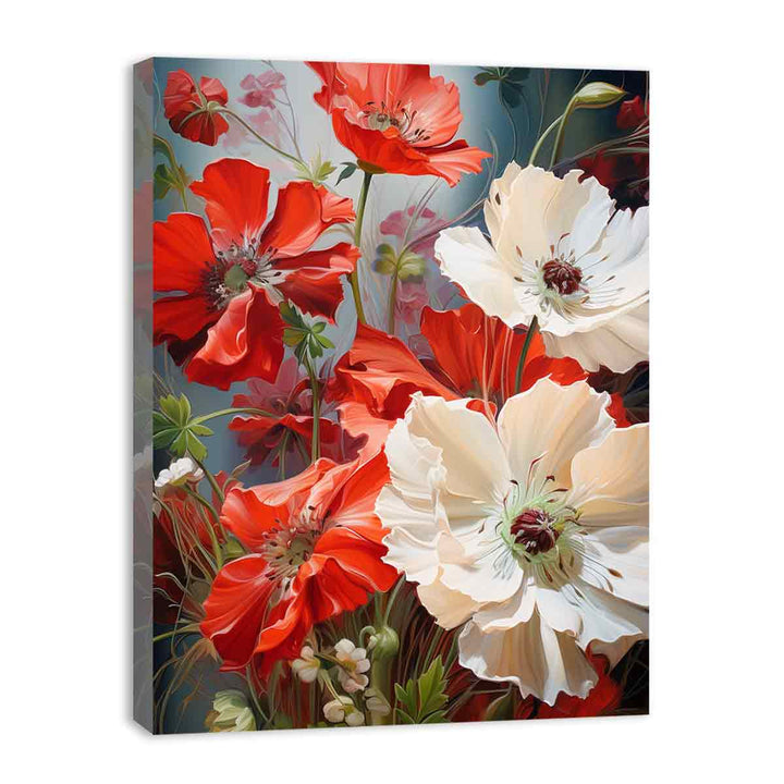Flower Red White Art Painting  