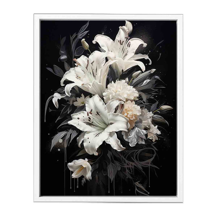 White Flowers Painting  Framed Print