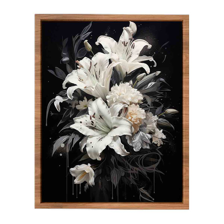 White Flowers Painting  Poster
