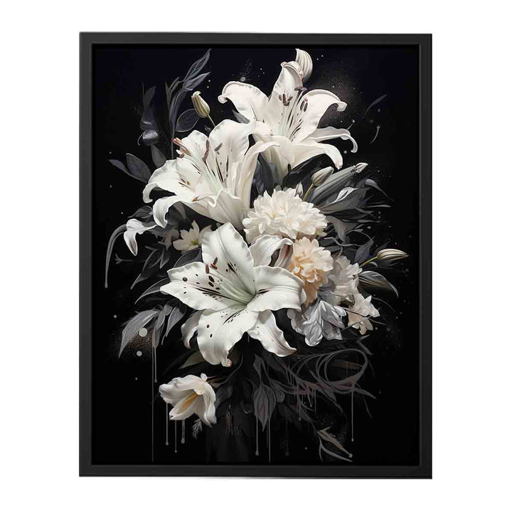 White Flowers Painting   Canvas Print
