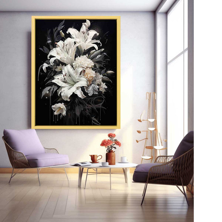 Flower White Black Art Painting  