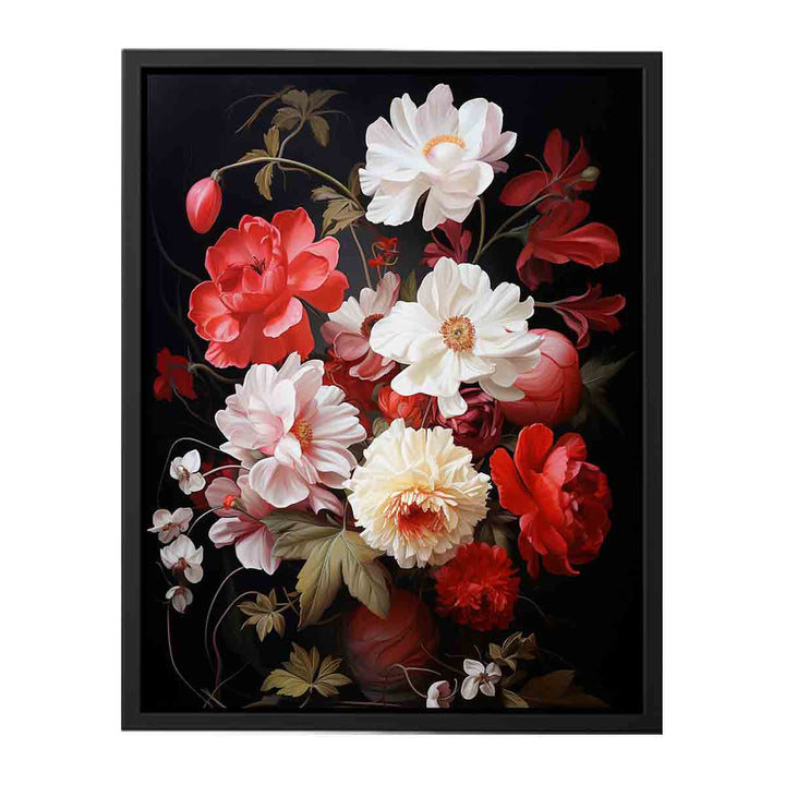 Flower Art Red White Painting   Canvas Print