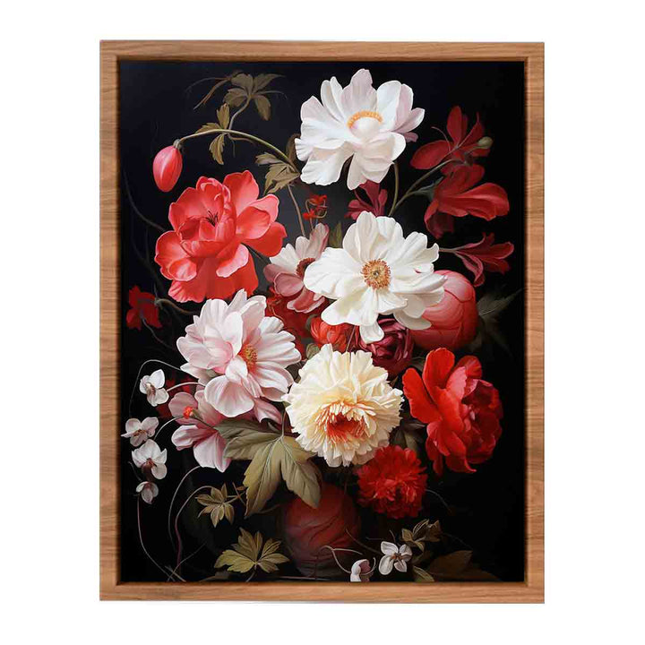 Flower Art Red White Painting  Poster