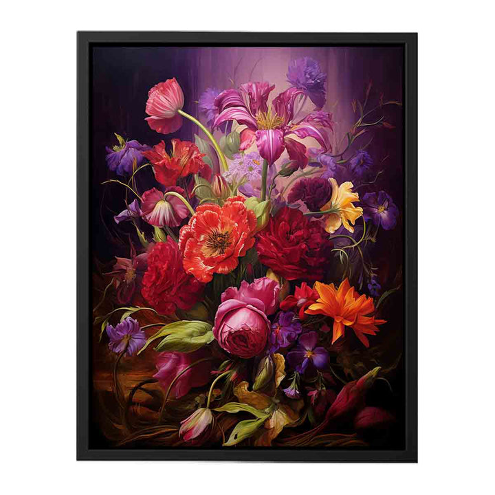 Purple And Red Flowers Painting  Canvas Print