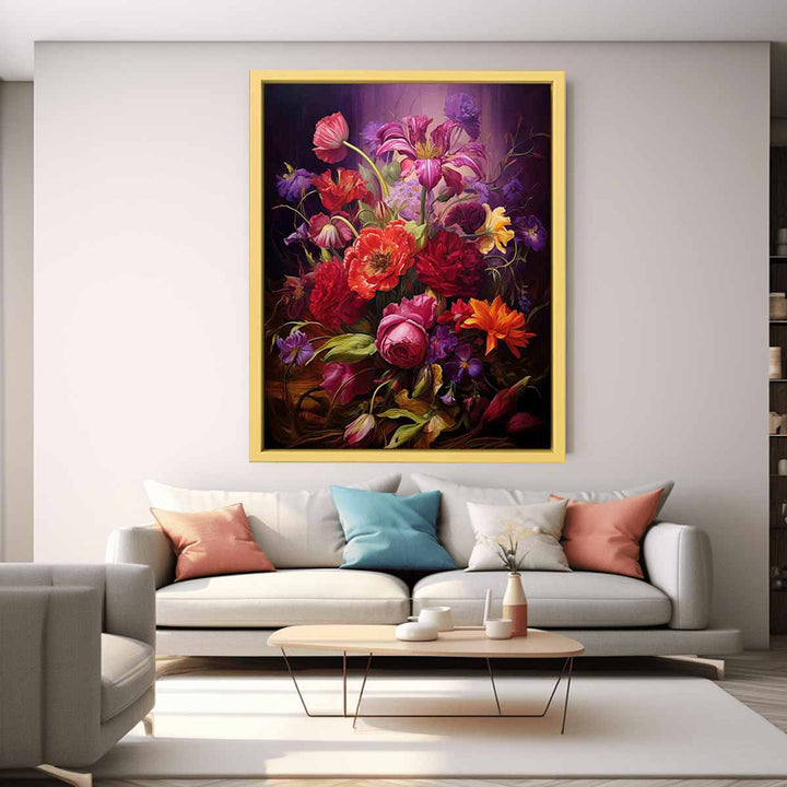 Purple And Red Flowers Painting