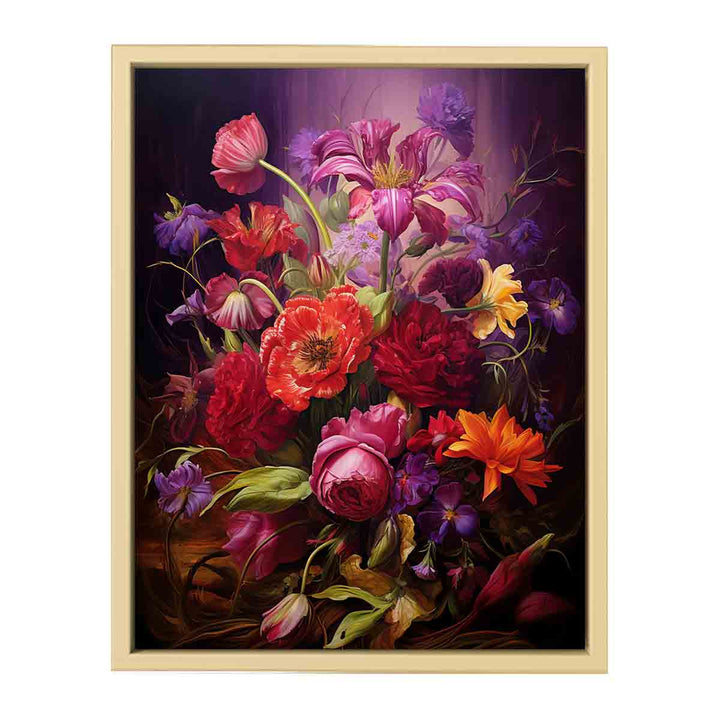 Purple And Red Flowers Painting  Art Print