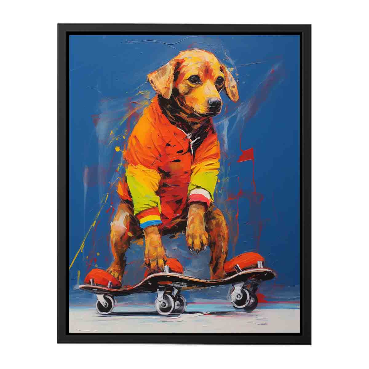 Dog Skating Modern Art  Canvas Print