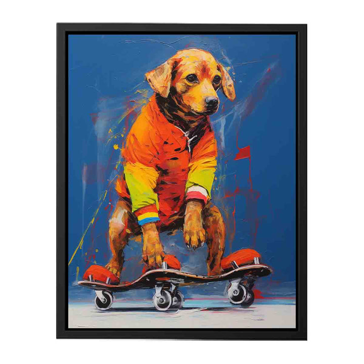 Dog Skating Modern Art  Canvas Print
