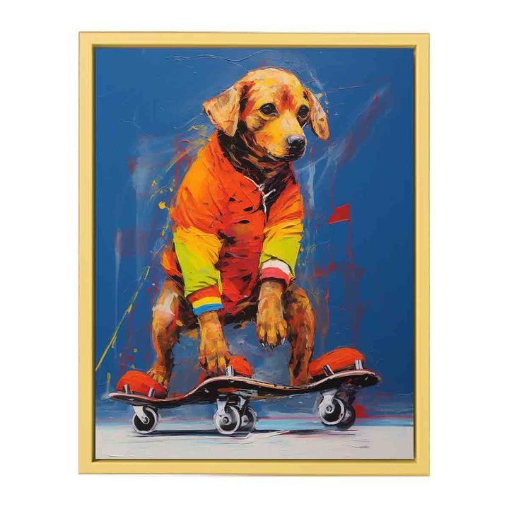 Dog Skating Modern Art  Streched canvas