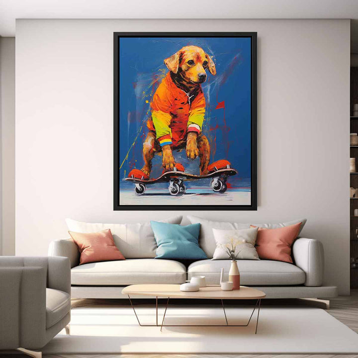 Dog Skating Modern Art Painting