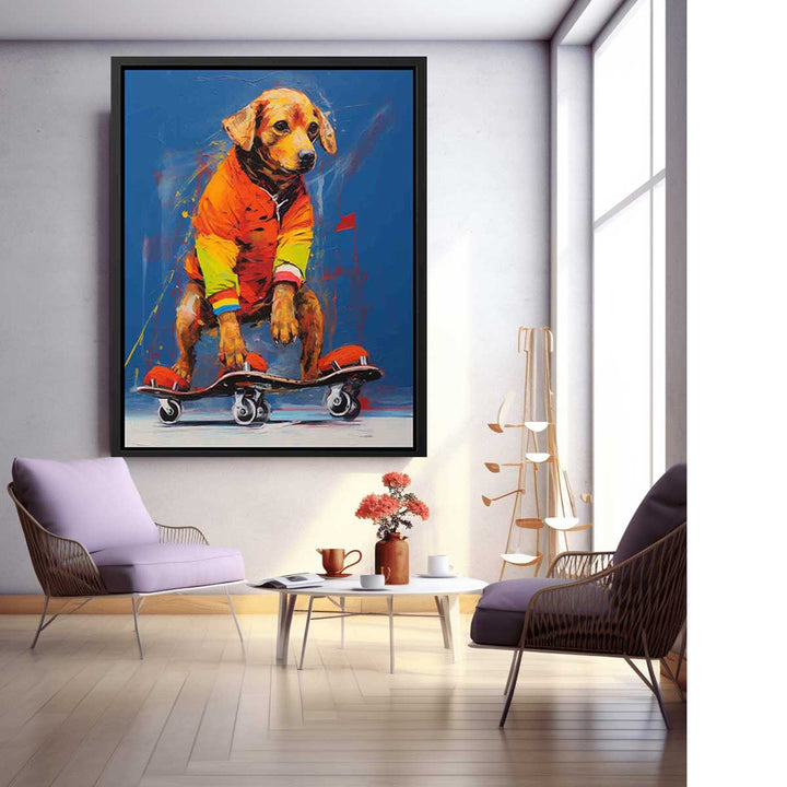 Dog Skating Modern Art Painting