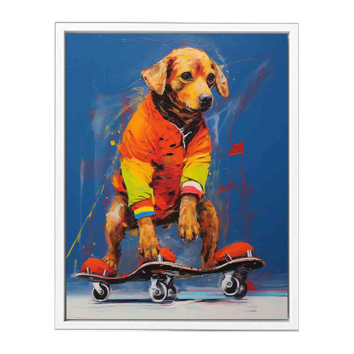 Dog Skating Modern Art Framed Print