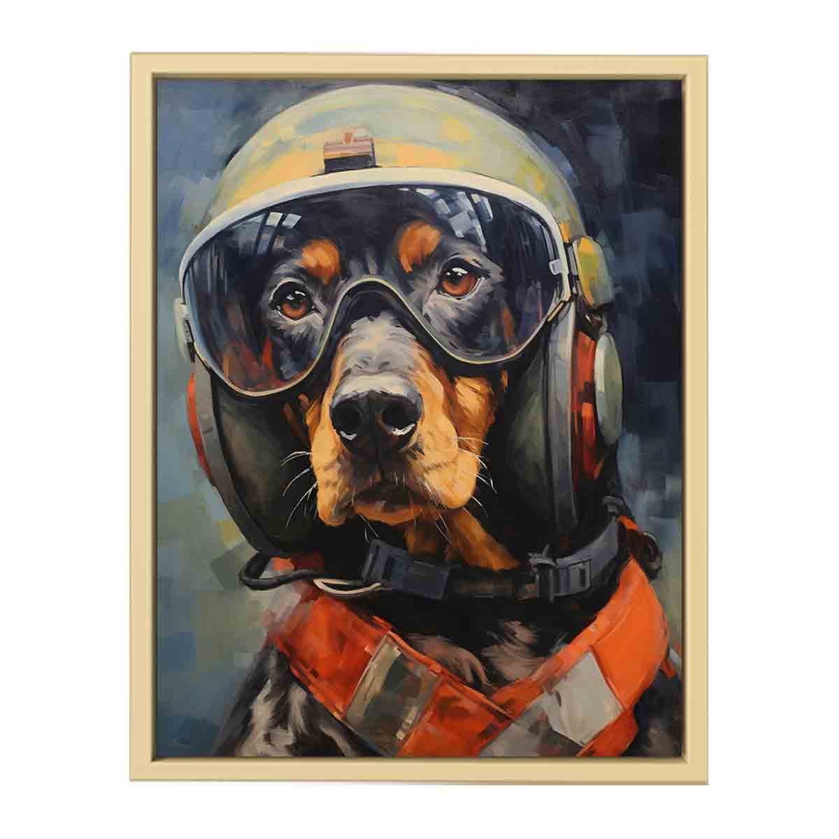 Dog wearing Helmet Modern Art  Art Print
