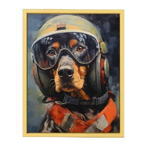 Dog wearing Helmet Modern Art  Streched canvas