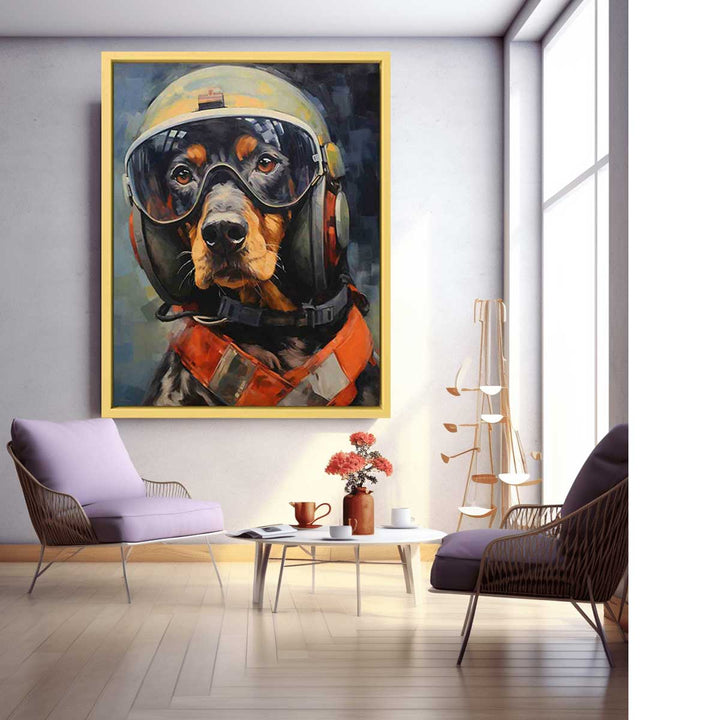 Dog wearing Helmet Modern Art Painting