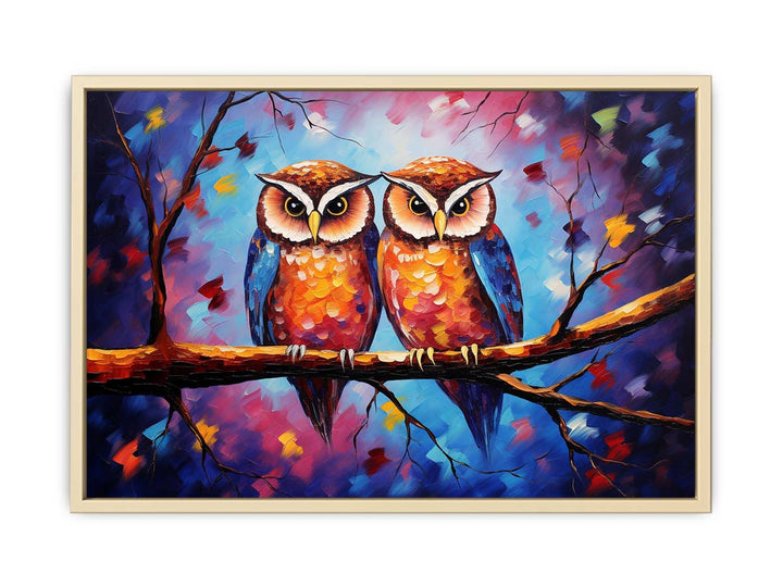 Two Owl Modern Art Painting  Art Print