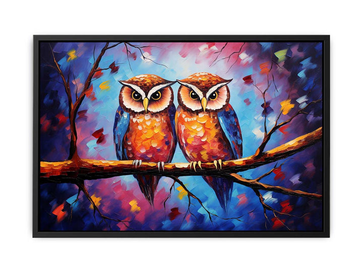Two Owl Modern Art Painting  Canvas Print