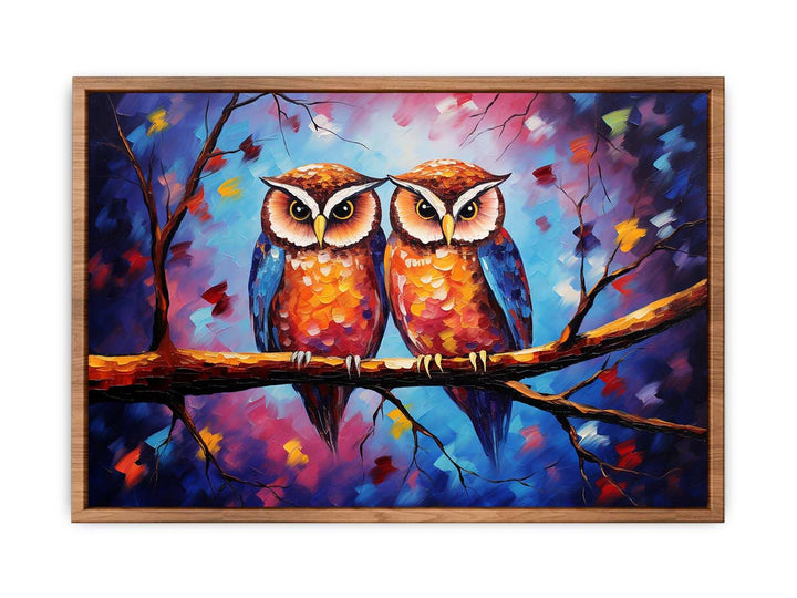 Two Owl Modern Art Painting Poster