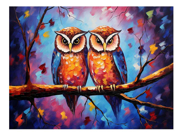 Two Owl Modern Art Painting 