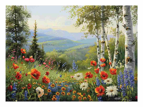 Beautiful Landscape Painting Of Flowers