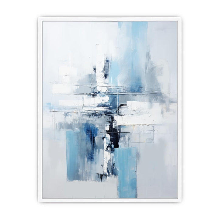 Blue Grey Abstract Painting  Framed Print