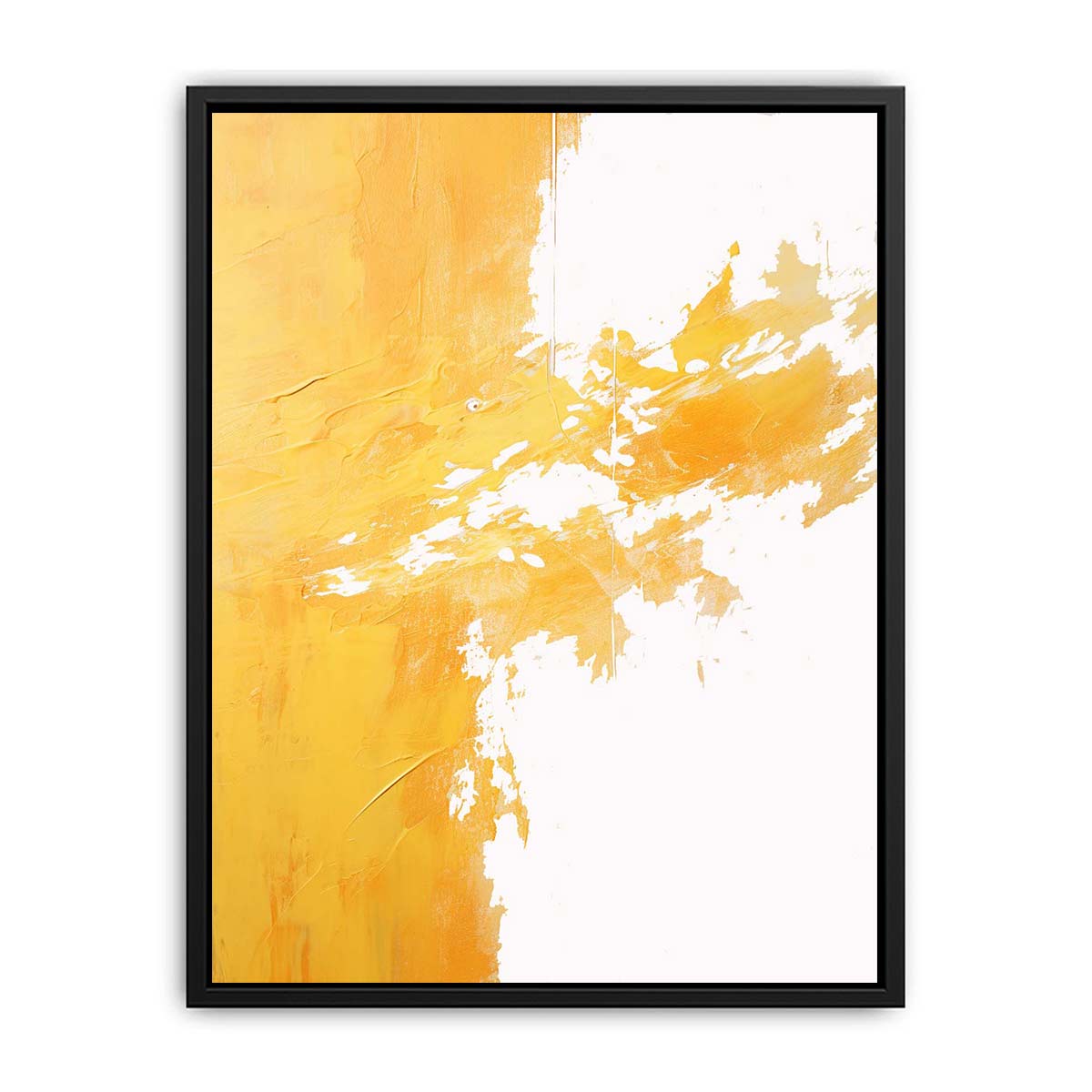 Yellow abstract brushstroke canvas art for modern living room decor.