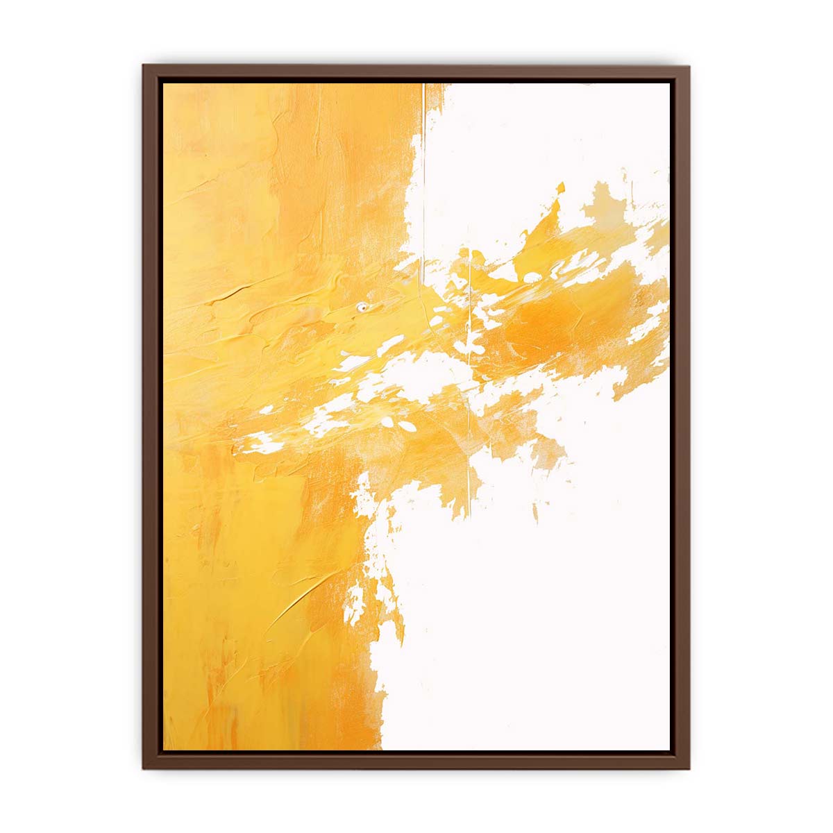 Yellow abstract brushstroke canvas art for modern living room decor.