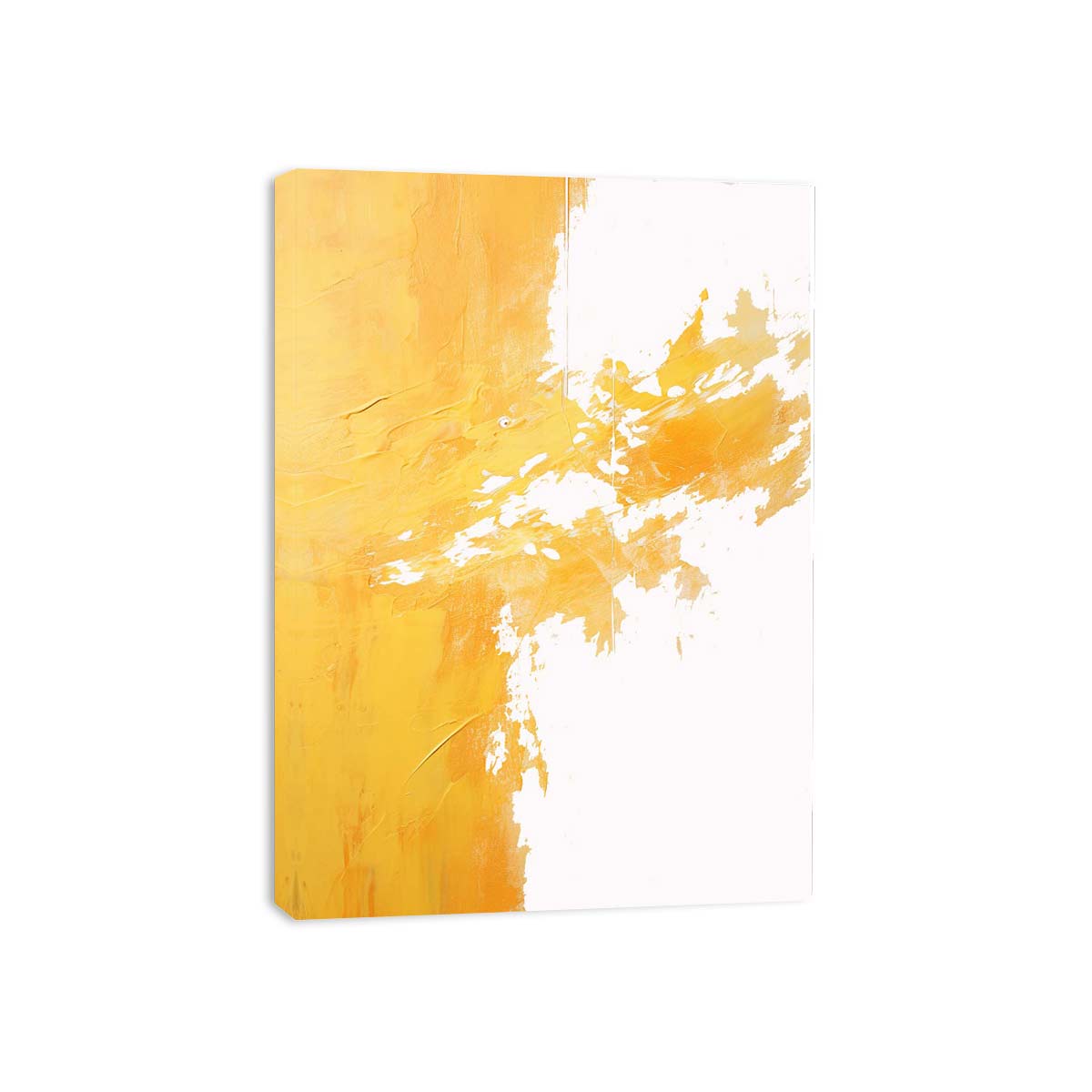 Yellow abstract brushstroke canvas art for modern living room decor.