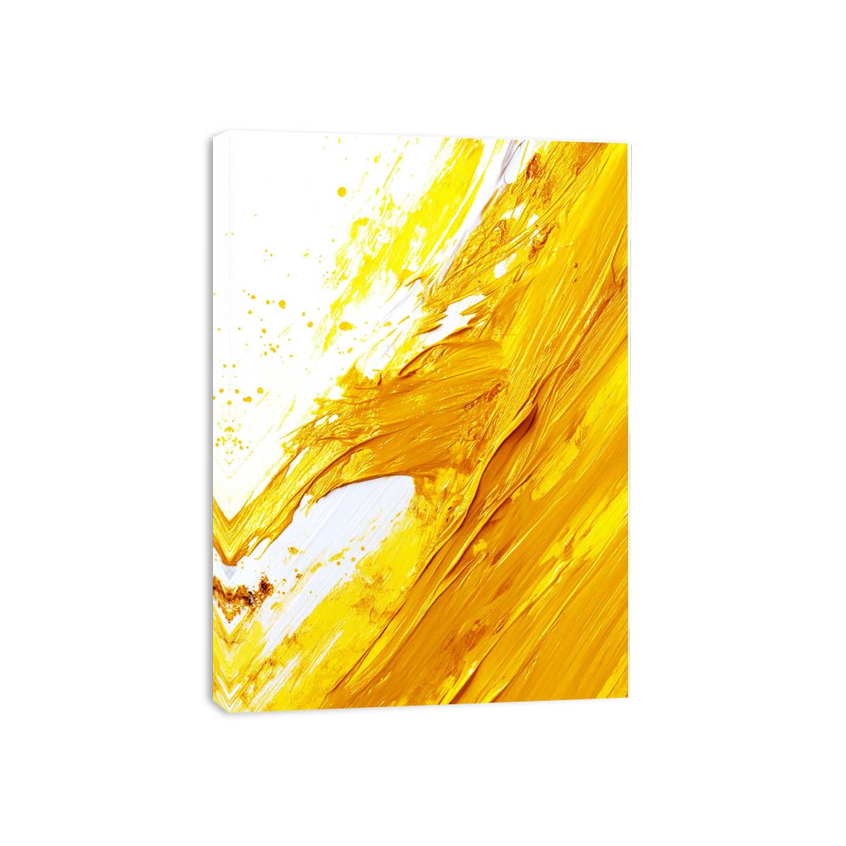 Textured yellow abstract canvas art for bold modern home decor.