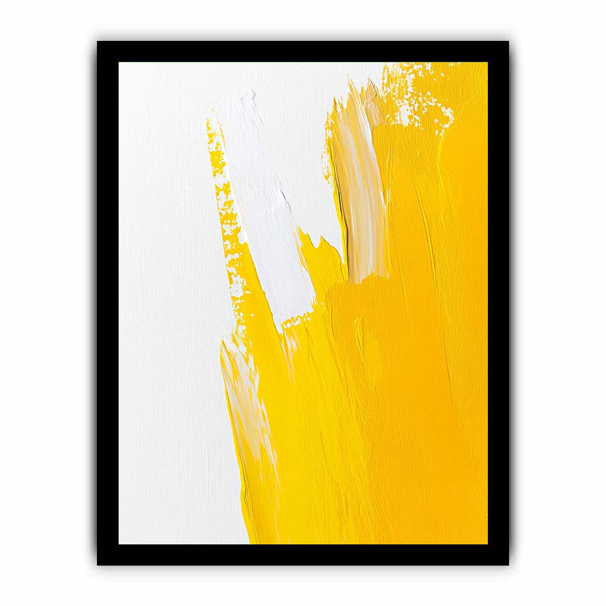 Minimal yellow brushstroke canvas art for bright bedroom wall decor.