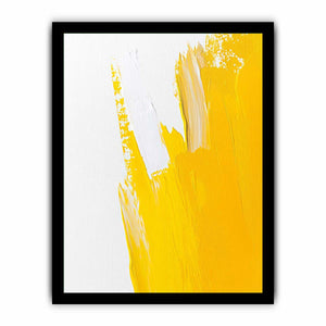 Minimal yellow brushstroke canvas art for bright bedroom wall decor.