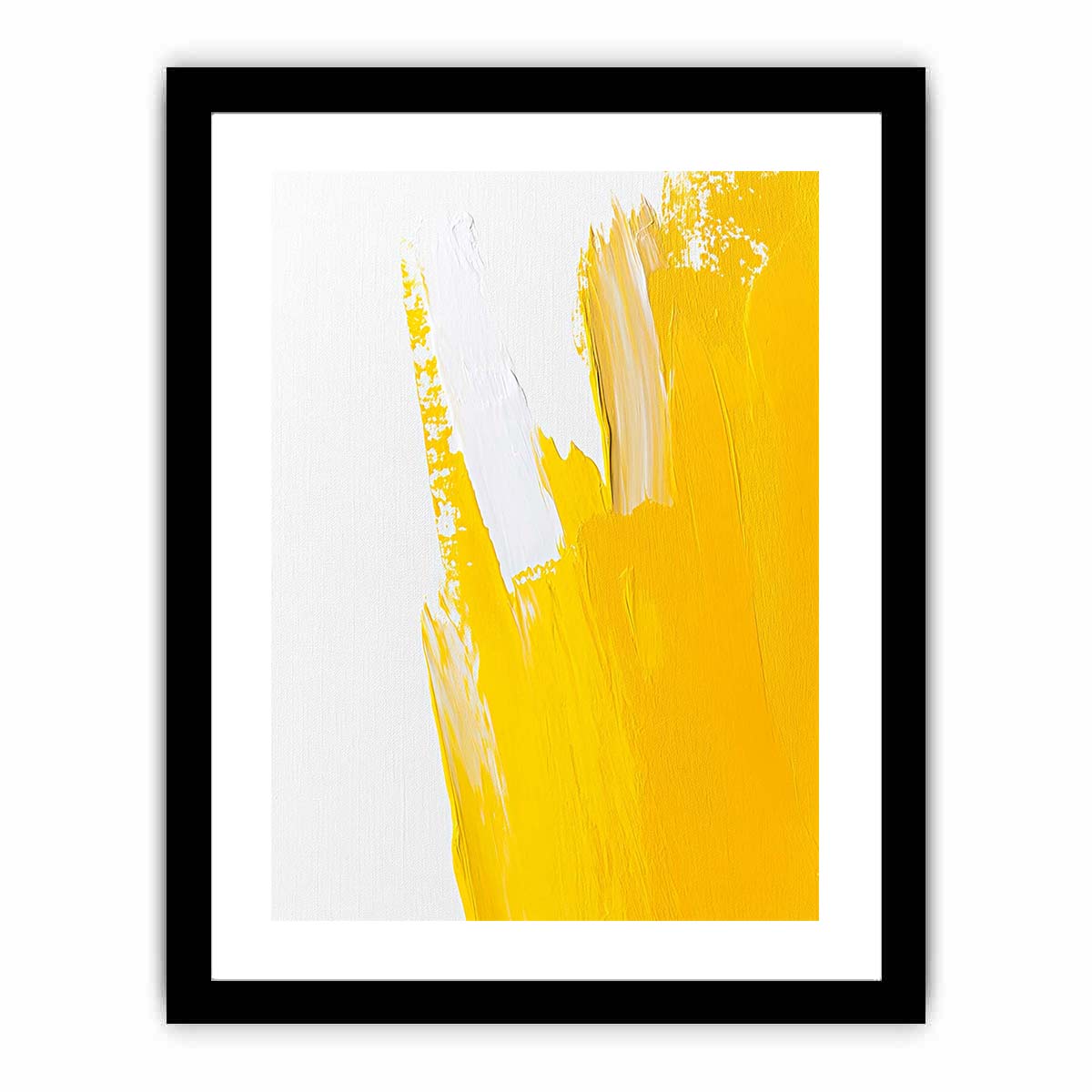 Minimal yellow brushstroke canvas art for bright bedroom wall decor.