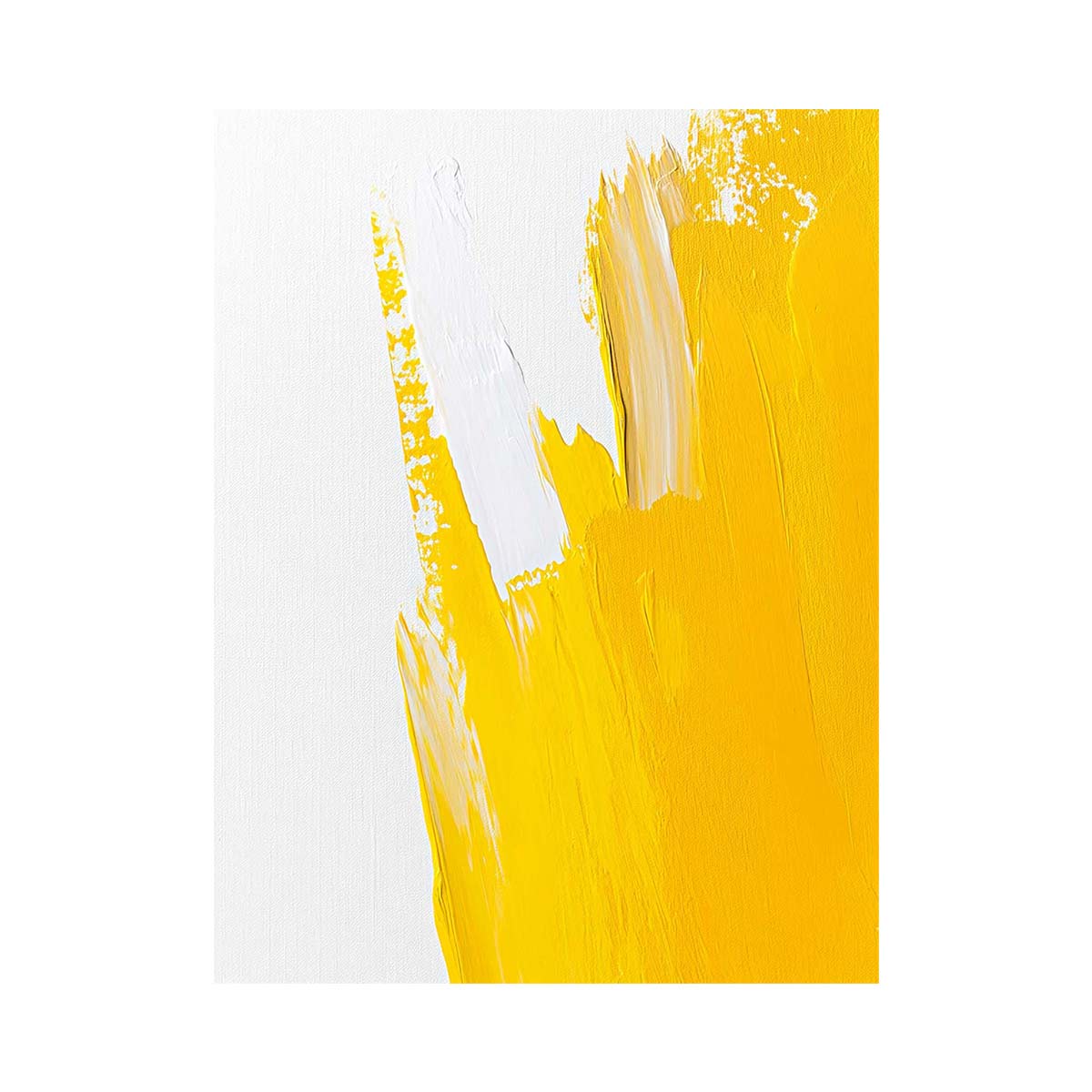 Minimal yellow brushstroke canvas art for bright bedroom wall decor.
