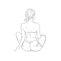 Minimalist line drawing of seated woman for elegant bedroom wall art.