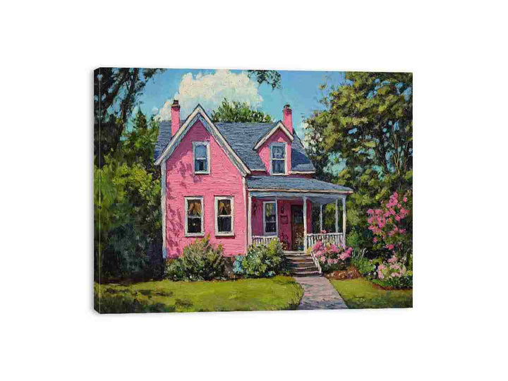Pink House Canvas Print
