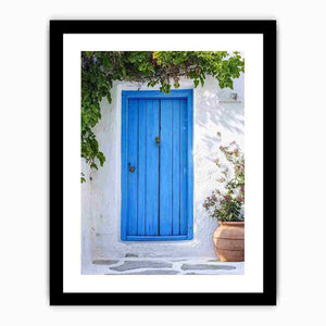 Blue Mediterranean door photograph for fresh coastal entryway decor.