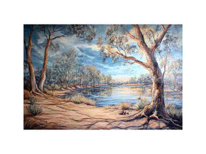 Australian river gum tree landscape canvas for calm living room decor.