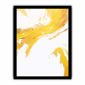 Yellow and white abstract canvas art for bright modern bedroom decor.