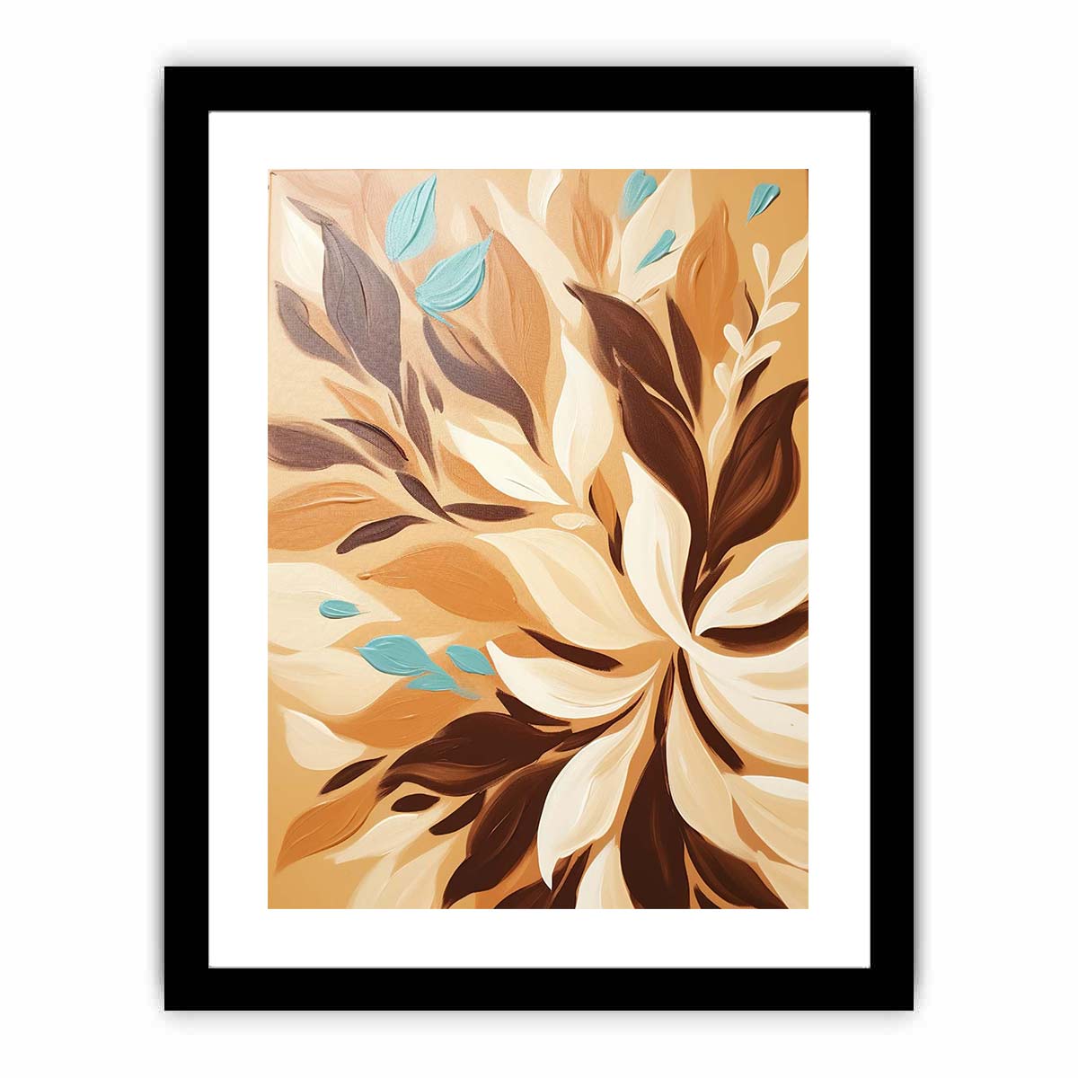 Warm abstract floral canvas art for earthy bedroom decor.